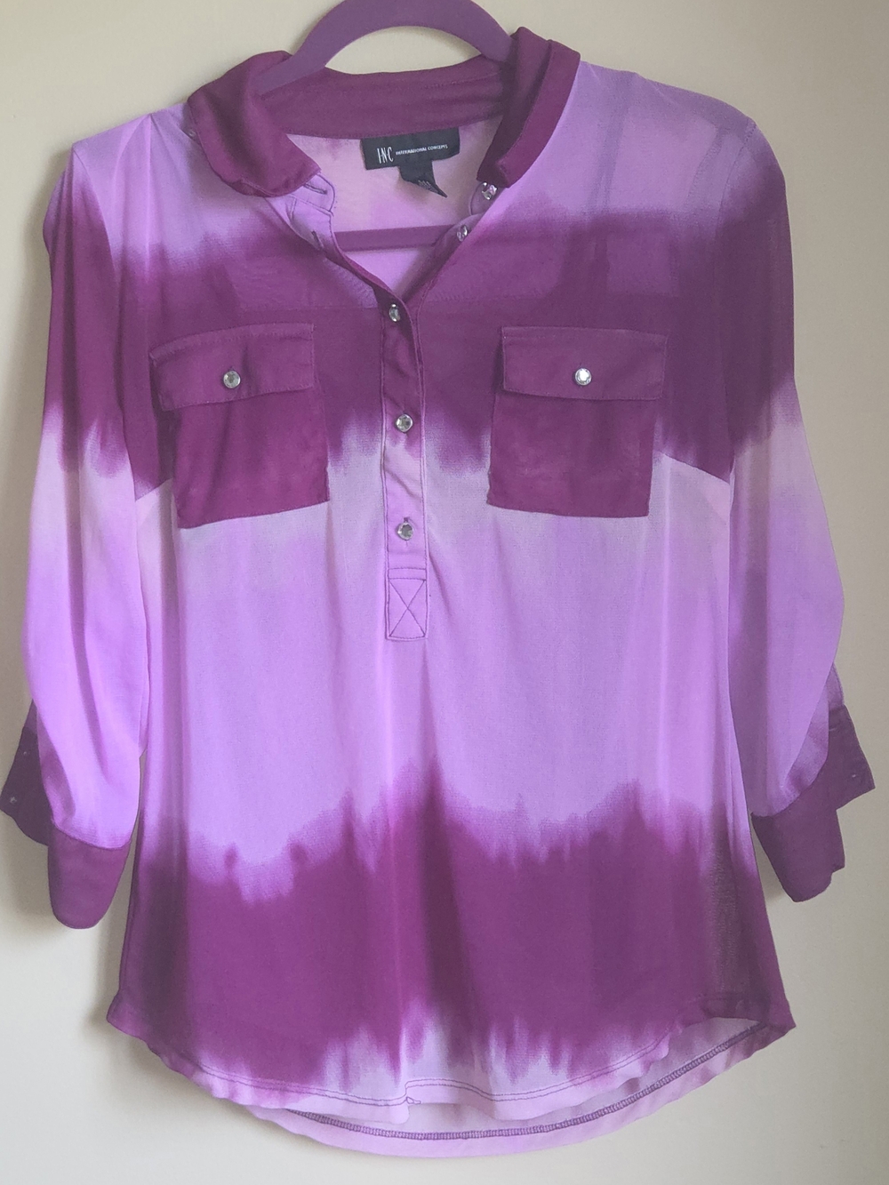 INC International Concepts Purple Ombre Button-Front Shirt